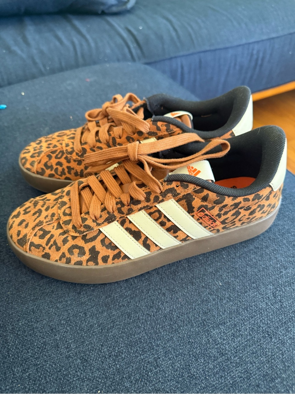 adidas Leopard Print Court Style Sneaker - Brown Cream